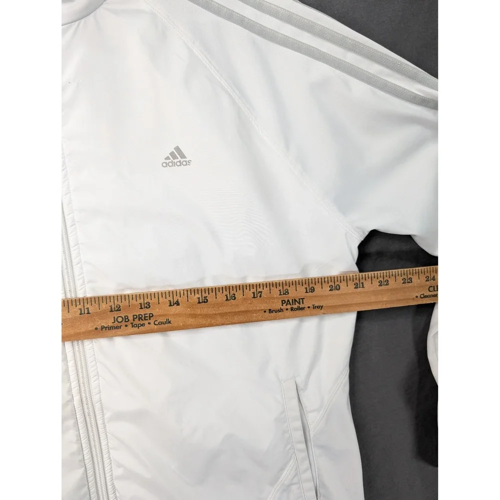 Adidas Climalite Track Jacket White Silver 3-Stripes Full Zip Mens Size L 5683